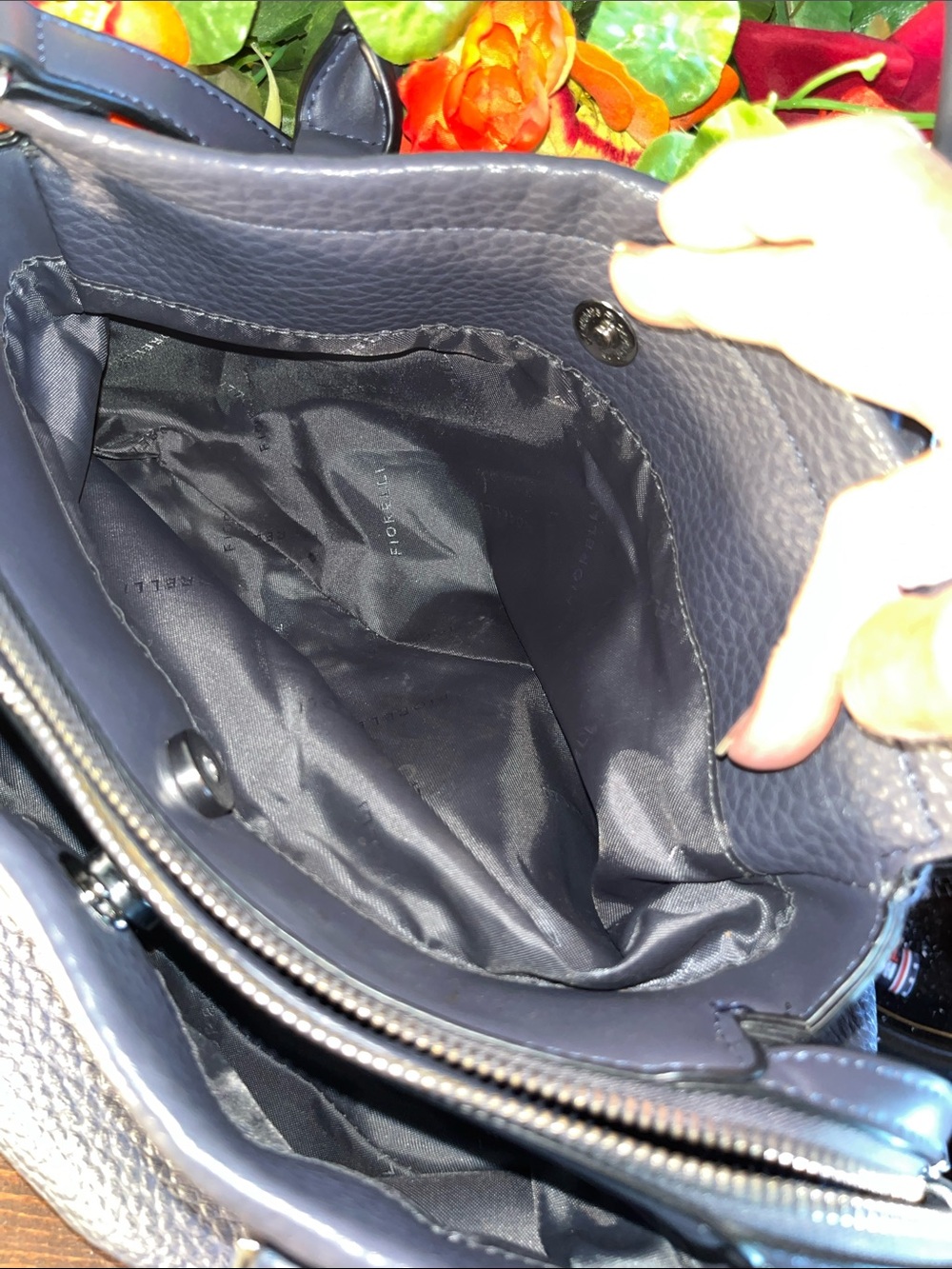 Pebbled Leather Crossbody Satchel in Gray Pebbled - Picture 9 of 14